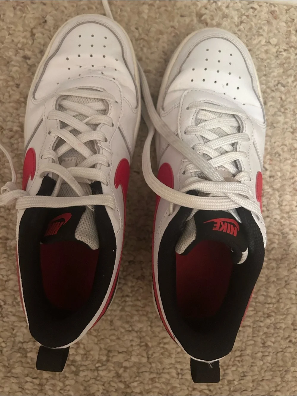 Nike Kids' White and Red Court Borough Low-Top Sneakers